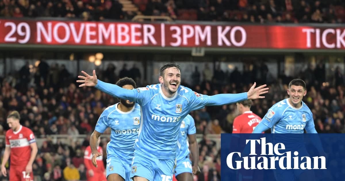 考文垂4-2击败米德尔斯堡，领先优势扩大至10分